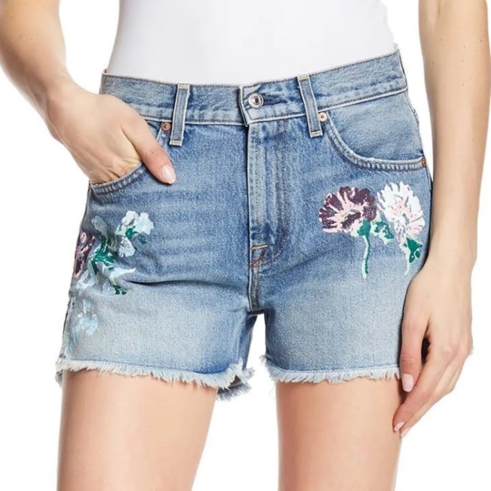 7 For All Mankind Women’s Painted Denim Shorts • Size 29” Waist • Raw Hem - Picture 13 of 13